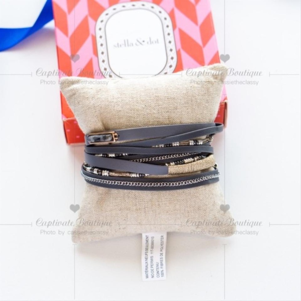 Stella & Dot Gray Silver And Yves Wrap Bracelet